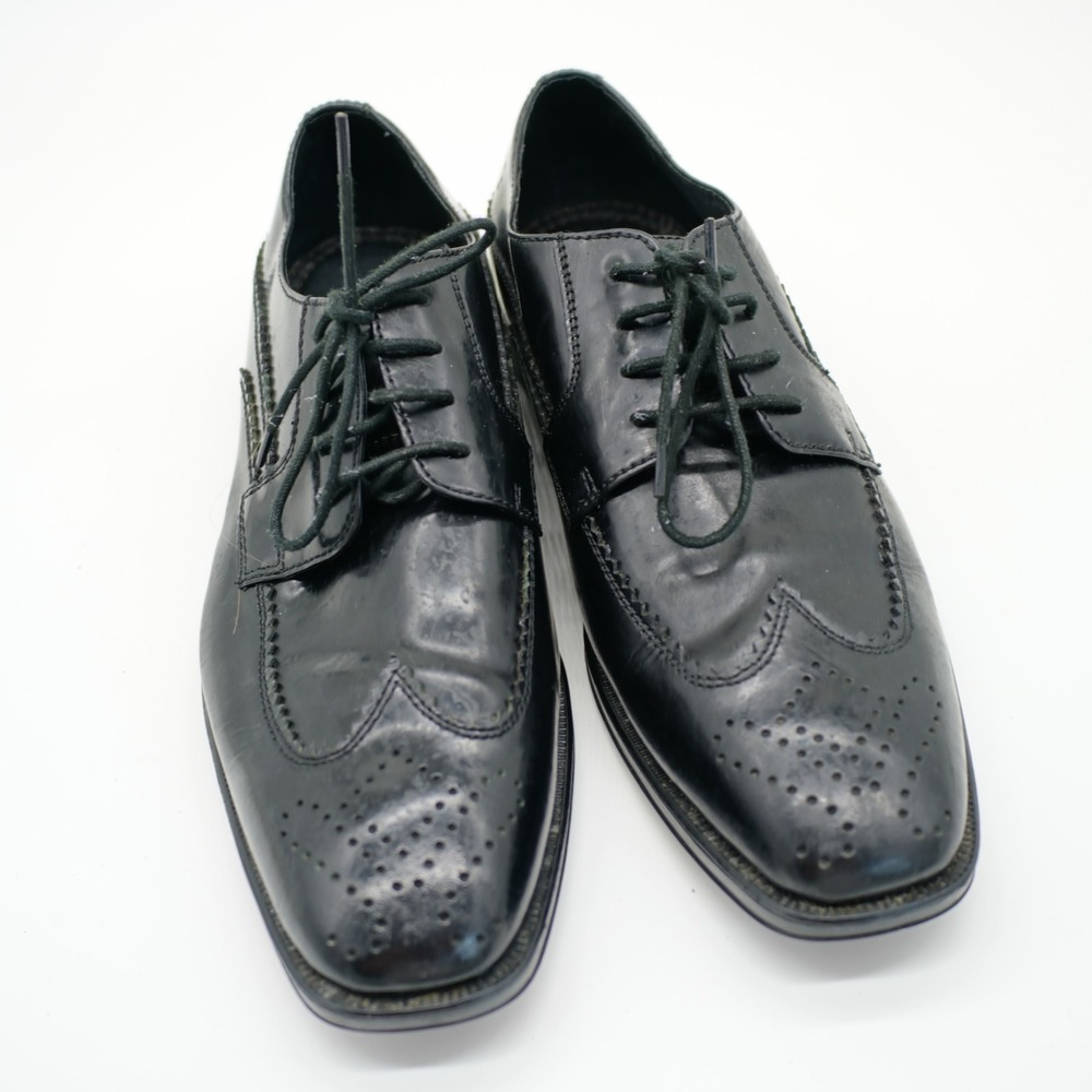 Johnston & Murphy Black Leather Brogue Oxford Shoes -9M-